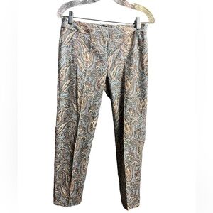 Talbots Chatham baby blue Paisley Ankle Pants cotton spandex feminine 2 petite